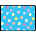 Blue Polkadot Double Sided Fleece Blanket (Large)  80 x60  Blanket Front