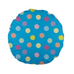 Blue Polkadot Standard 15  Premium Flano Round Cushions by nate14shop