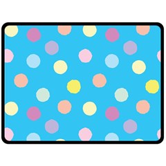 Blue Polkadot Double Sided Fleece Blanket (large)  by nate14shop