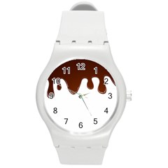 Chocolate Round Plastic Sport Watch (m)