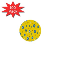 Floral Yellow 1  Mini Buttons (100 Pack)  by nate14shop