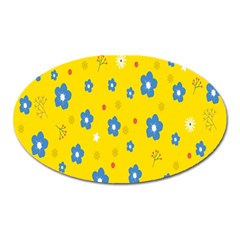 Floral Yellow Oval Magnet by nate14shop