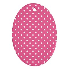 Polkadots-pink-white Ornament (oval) by nate14shop