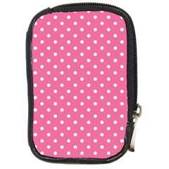 Polkadots-pink-white Compact Camera Leather Case