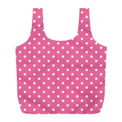 Polkadots-pink-white Full Print Recycle Bag (l) by nate14shop