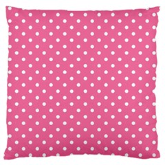 Polkadots-pink-white Large Flano Cushion Case (two Sides) by nate14shop