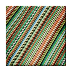 Stripe-colorful-cloth Tile Coaster by nate14shop