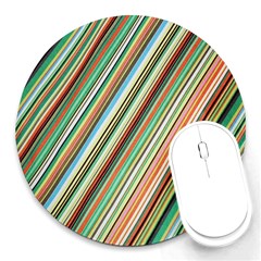 Stripe-colorful-cloth Round Mousepads by nate14shop