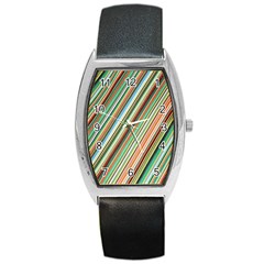 Stripe-colorful-cloth Barrel Style Metal Watch by nate14shop