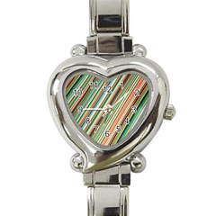 Stripe-colorful-cloth Heart Italian Charm Watch