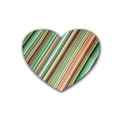 Stripe-colorful-cloth Rubber Coaster (heart) by nate14shop