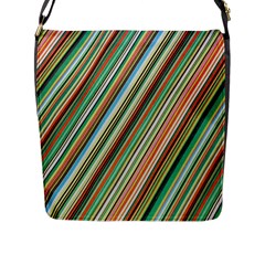 Stripe-colorful-cloth Flap Closure Messenger Bag (l) by nate14shop