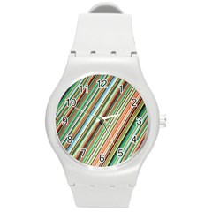 Stripe-colorful-cloth Round Plastic Sport Watch (m) by nate14shop