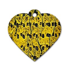 Yellow-abstrac Dog Tag Heart (one Side)