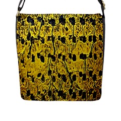 Yellow-abstrac Flap Closure Messenger Bag (l) by nate14shop