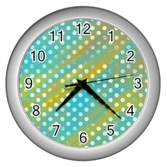 Abstract-polkadot 01 Wall Clock (silver) by nate14shop