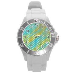 Abstract-polkadot 01 Round Plastic Sport Watch (l) by nate14shop