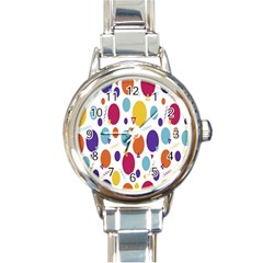 Background-polkadot 01 Round Italian Charm Watch by nate14shop