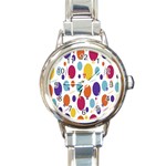 Background-polkadot 01 Round Italian Charm Watch Front