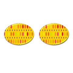 Banner-polkadot-yellow Cufflinks (oval) by nate14shop