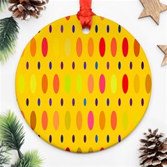 Banner-polkadot-yellow Round Ornament (two Sides) by nate14shop