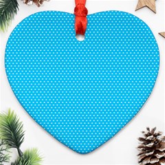 Blue,polkadots,polka Heart Ornament (two Sides) by nate14shop