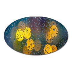  Raindrops Window Glass Oval Magnet by artworkshop