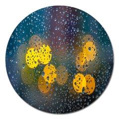  Raindrops Window Glass Magnet 5  (round) by artworkshop