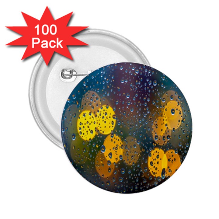  Raindrops Window Glass 2.25  Buttons (100 pack) 