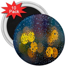  Raindrops Window Glass 3  Magnets (10 Pack)  by artworkshop