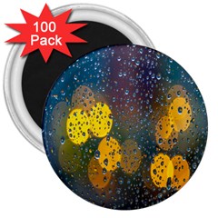  Raindrops Window Glass 3  Magnets (100 Pack) by artworkshop