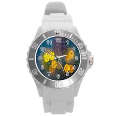  Raindrops Window Glass Round Plastic Sport Watch (l) by artworkshop