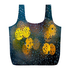  Raindrops Window Glass Full Print Recycle Bag (l) by artworkshop