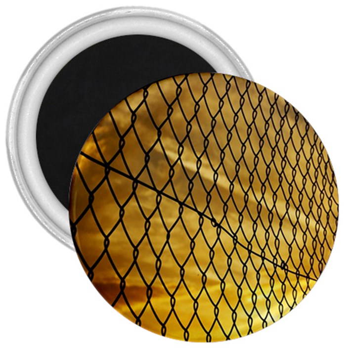 Chain Link Fence Sunset Wire Steel Fence 3  Magnets