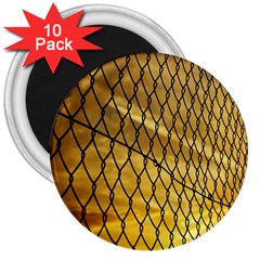 Chain Link Fence Sunset Wire Steel Fence 3  Magnets (10 Pack)  by artworkshop