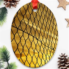 Chain Link Fence Sunset Wire Steel Fence Oval Ornament (two Sides) by artworkshop