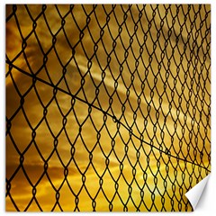 Chain Link Fence Sunset Wire Steel Fence Canvas 20  X 20  by artworkshop