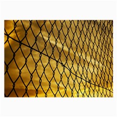 Chain Link Fence Sunset Wire Steel Fence Large Glasses Cloth (2 Sides) by artworkshop