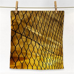 Chain Link Fence Sunset Wire Steel Fence Face Towel by artworkshop