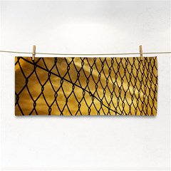 Chain Link Fence Sunset Wire Steel Fence Hand Towel by artworkshop