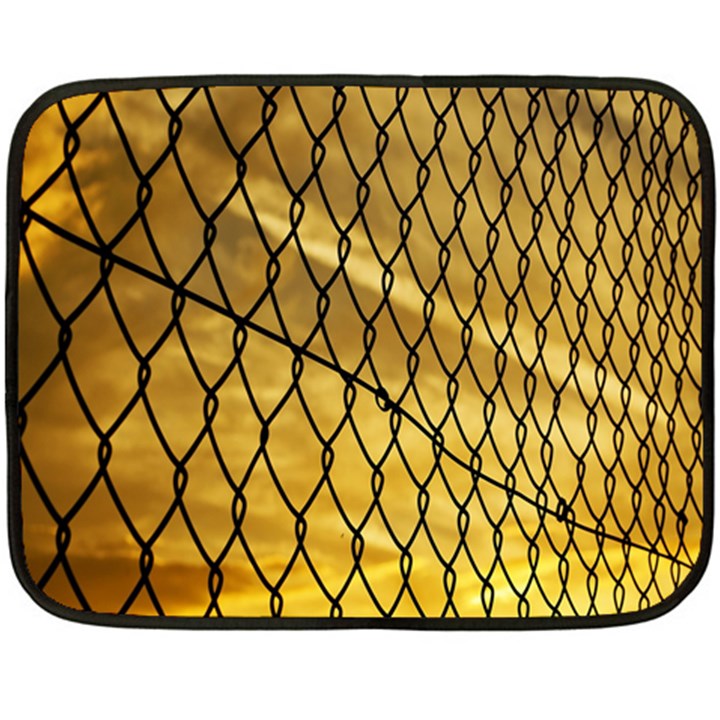 Chain Link Fence Sunset Wire Steel Fence Fleece Blanket (Mini)