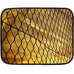 Chain Link Fence Sunset Wire Steel Fence Double Sided Fleece Blanket (mini)  by artworkshop