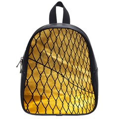 Chain Link Fence Sunset Wire Steel Fence School Bag (small) by artworkshop