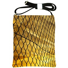 Chain Link Fence Sunset Wire Steel Fence Shoulder Sling Bag by artworkshop