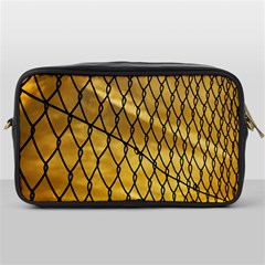 Chain Link Fence Sunset Wire Steel Fence Toiletries Bag (one Side) by artworkshop