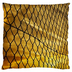 Chain Link Fence Sunset Wire Steel Fence Large Cushion Case (one Side) by artworkshop