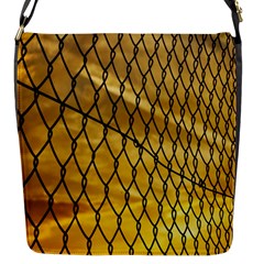 Chain Link Fence Sunset Wire Steel Fence Flap Closure Messenger Bag (s) by artworkshop