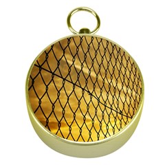 Chain Link Fence Sunset Wire Steel Fence Gold Compasses by artworkshop