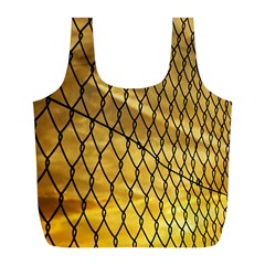 Chain Link Fence Sunset Wire Steel Fence Full Print Recycle Bag (l) by artworkshop