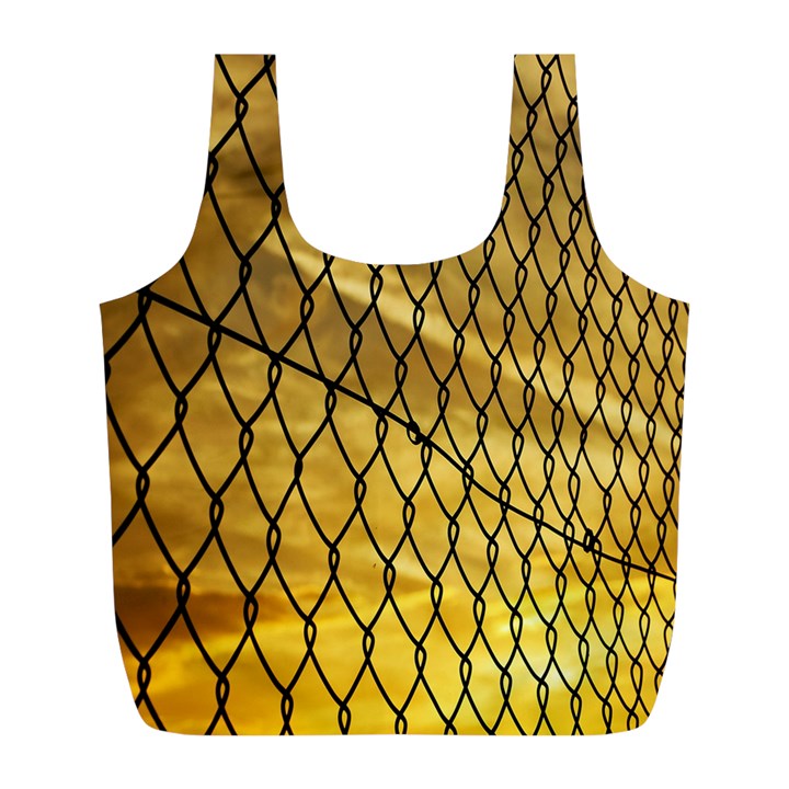 Chain Link Fence Sunset Wire Steel Fence Full Print Recycle Bag (L)